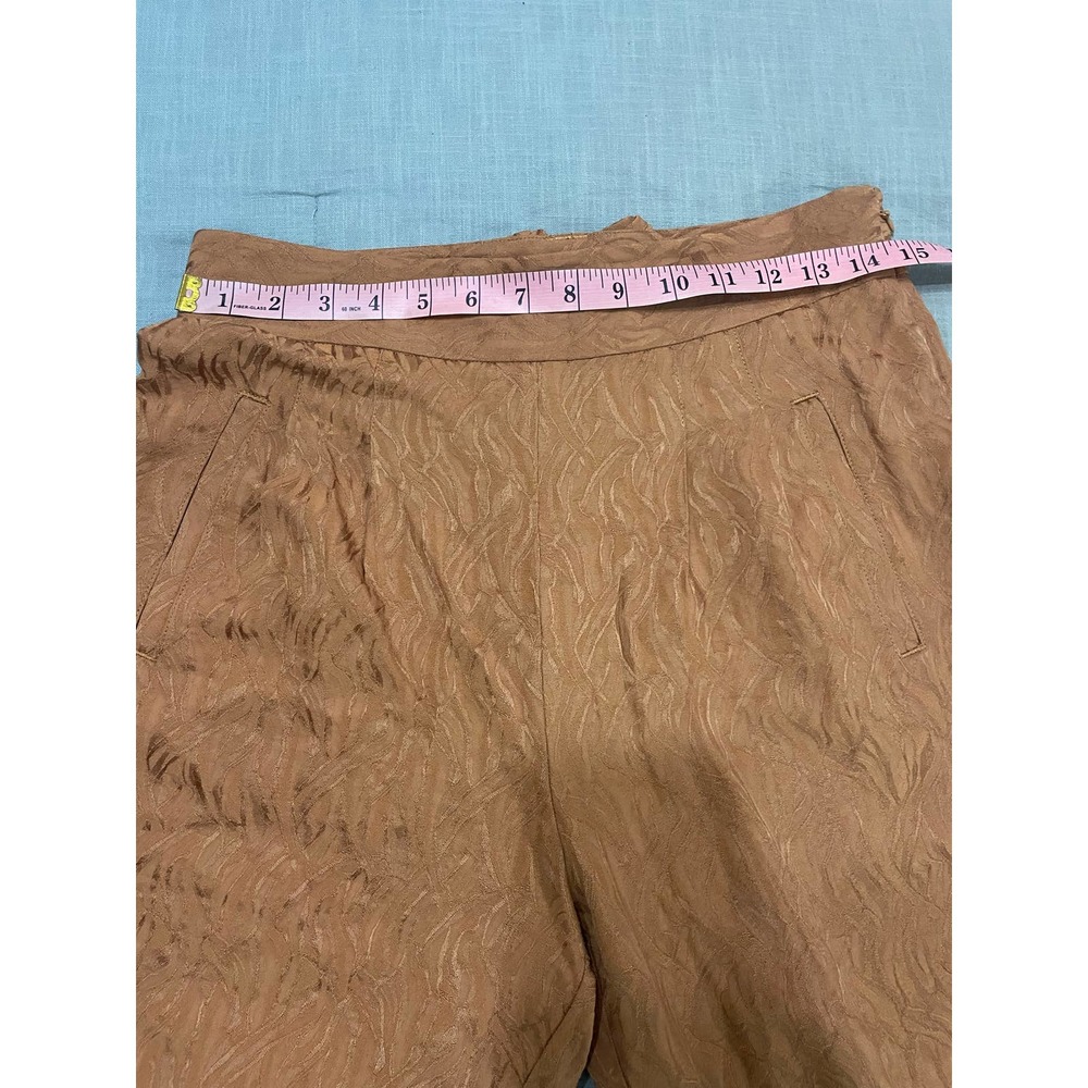 Anthropologie Ett TWA Aubade Jacquard Pants Boho 6 Tie Waist Zip Gold - Picture 9 of 12